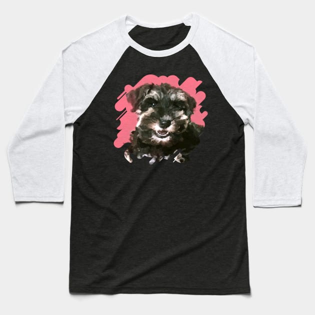 Miniature Schnauzer Puppy Baseball T-Shirt by Nartissima